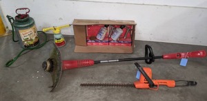 lot 137 image: Hedge Trimmer, Line Trimmer, Various Garden Sprayers