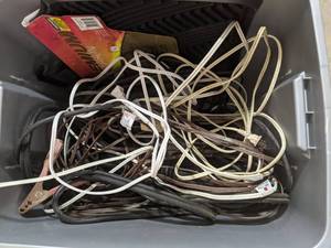 lot 256 image: Jumper Cables, Extension Cords, Car Mat, etc.