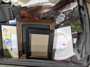 lot 210 image: Suitcase Filled with Frames and Fabric