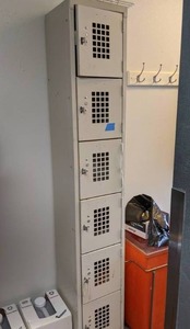 lot 310 image: Vertical Six-Tier Metal Box Locker Unit