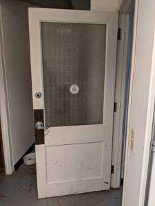 lot 327 image: Painted Wood Door with Textured Glass