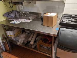 lot 302 image: Large Stainless Steel Worktable w Bottom Shelf