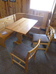 lot 100 image: Corner Breakfast Nook Table with  Bench and 2 Chairs