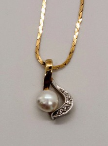 14K Gold Necklace and Pearl Pendant
