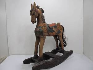 lot 18 image: Large Carved Wood Rocking Horse