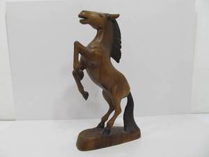 lot 36 image: Carved Wood Rearing Horse Sculpture