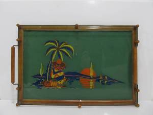 lot 39 image: Nice Looking Art Deco 1930s-40s Reverse Painted Serving Tray