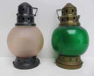 lot 65 image: Tin & Brass Lanterns wRound Glass Globes