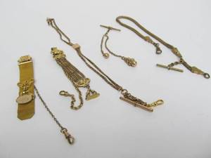 lot 75 image: Lot of Antique Victorian Era Gold Filled etc Pocket Watch Fobs