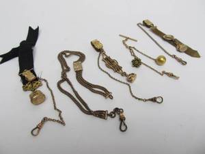 lot 76 image: Lot of Antique Victorian Era Gold Filled etc Pocket Watch Fobs