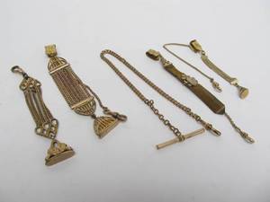 lot 77 image: Lot of Antique Victorian Era Gold Filled etc Pocket Watch Fobs