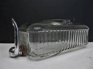 lot 87 image: Vintage Deco Ribbed Clear Glass Refrigerator Water Dispenser wSpout