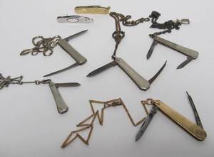 lot 89 image: Group of Antique Victorian Pocket Knife Watch FobsChains