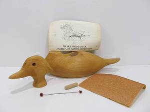 lot 102 image: Unpainted Vintage Wooden Duck Decoy
