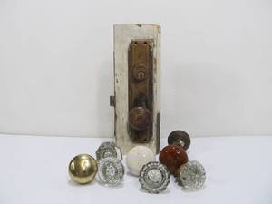 lot 150 image: Antique Complete Door Hardware Set & Group of Door Knobs