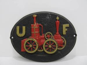 lot 187 image: Vintage Embossed Cast Iron Firefighters Plaque