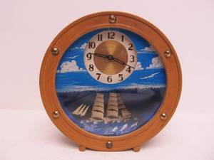 lot 226 image: Vintage Mid Century Ship-A-Hoy Nautical Theme Ship clock