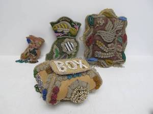 lot 231 image: Lot of Antique Early 1900s Native American Beaded Whimsies Wall Pockets Box etc