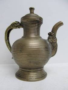 lot 272 image: Early Antique Mixed Metal Dragon Motif Teapot