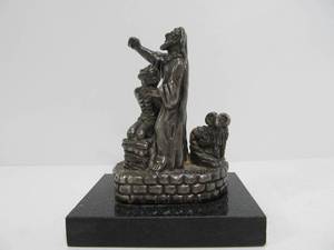 lot 256 image: Vintage Weighted Sterling Silver Sculpture - Abraham wIsaac on Mount Moriah
