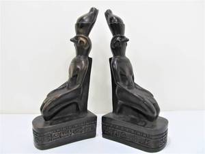 lot 263 image: Large Egyptian Bird Deity Sculptures or Bookends