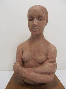 lot 266 image: Terracotta Nude Bust Sculpture by Ruth Sussman