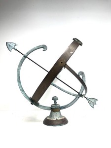 lot 6 image: Large Vintage Solid Brass Armillary OutdoorGarden Sundial 