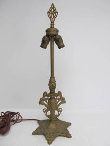 lot 136 image: Antique Ornate Gilt Metal 2-Light Table Lamp