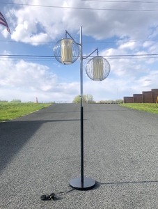 lot 345 image: Nice Vintage Mid Century Dual Orb Cage Floor Lamp