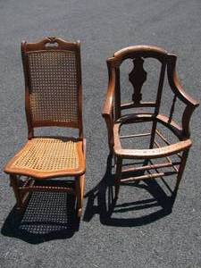 lot 374 image: Antique Cane Rocker & Armchair