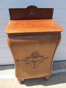 lot 375 image: Antique Bombe Form Wooden Record Cabinet