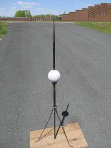 lot 384 image: Antique Copper Lightning Rod wPeriod White Glass Ball