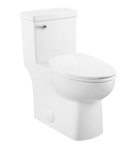 lot 203 image: Swiss Madison Classe 1-Piece 1.28 GPF Single Flush Handle Elongated Toilet in White Seat Included SM-1T116