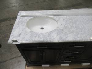 lot 204 image: Home Decorators Collection Windlowe 61 in. W x 22 in. D x 35 in. H Bath Vanity in Gray with Carrara Marble Vanity Top in White with White Sink 15101-VS61C-GR