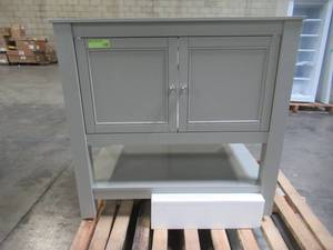 lot 205 image: Home Decorators Collection Gazette 37 in. W x 22 in. D Vanity Cabinet in Grey GAGA3622-SST