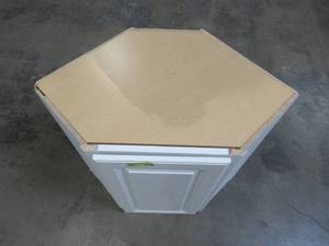 lot 208 image: Hampton Assembled 24x30x12 in. Diagonal Corner Wall Kitchen Cabinet in Satin White KWD2430-SW