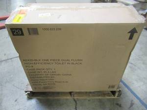 lot 223 image: Glacier Bay 1-Piece 1.1 GPF1.6 GPF High Efficiency Dual Flush Elongated All-in-One Toilet in Black N2420-BLK