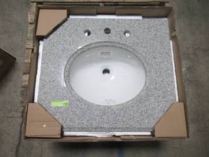 lot 229 image: Pegasus 25 in. Granite Vanity Top in Napoli with White Basin 25603