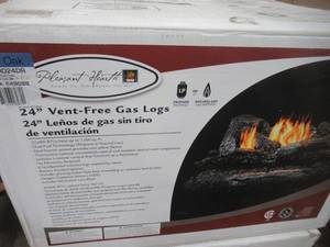 lot 238 image: Pleasant Hearth 24-in 33000-BTU Triple-Burner Vent-free Gas Fireplace Logs with Remote VFL2-RO24DR
