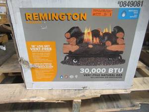 lot 240 image: Remington 18-in 30000-BTU Dual-Burner Vent-free Gas Fireplace Logs with Thermostat REM-L180ANT-F