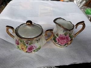 lot 68 image: Antique Cream & Sugar Set
