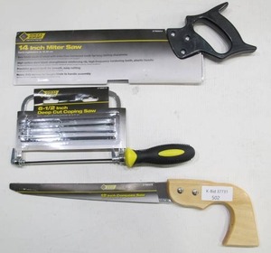 lot 502 image: Steel Grip Saw 3-Pack - 14 In Mitre Saw, 6-12 In Coping Saw, and 12 Compass Saw - New