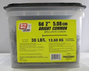 lot 556 image: Grip Rite Fasteners 30lb Box 6D 2 5.08cm Bright Common Nails
