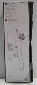 lot 581 image: Glacier Bay 6-Spray Wall Bar Raincan Showerhead with 6-Spray Handshower in Brushed Nickel