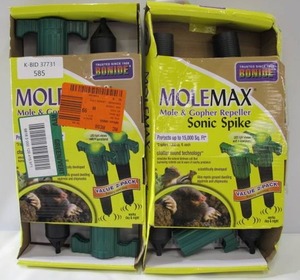 lot 585 image: MOLEMAX Sonic Mole Spike Electronic Repellent 4-Pack