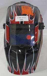 lot 594 image: Lincoln Electric Red Fierce Auto Darkening Welding Helmet Variable Shade 7-13 with Grind Mode