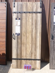 36 x 84 Barn door with brackets no rail included. Has minor scuffs & dings. As shown.