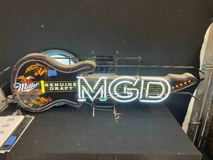 lot 13 image: MGD Miller Genuine Draft neon backlit guitar