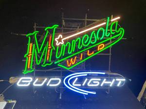 lot 19 image: Budweiser  Bud Light MN Wild NHL Hockey neon