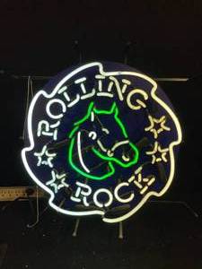 lot 22 image: Rolling Rock beer with horse head neon